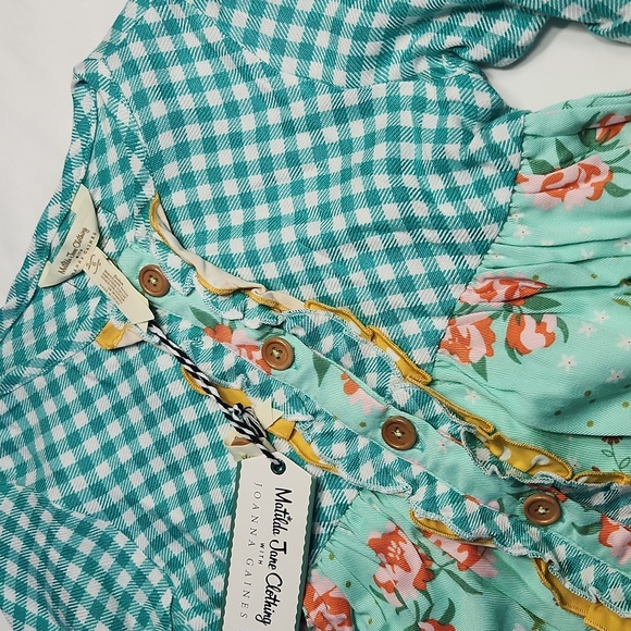 Matilda Jane x Joanna Gaines Girls Size 2 Top | Floral Gingham Ruffle NWT - Picture 5 of 7